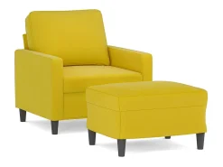 Sillón con taburete terciopelo amarillo 60 cm