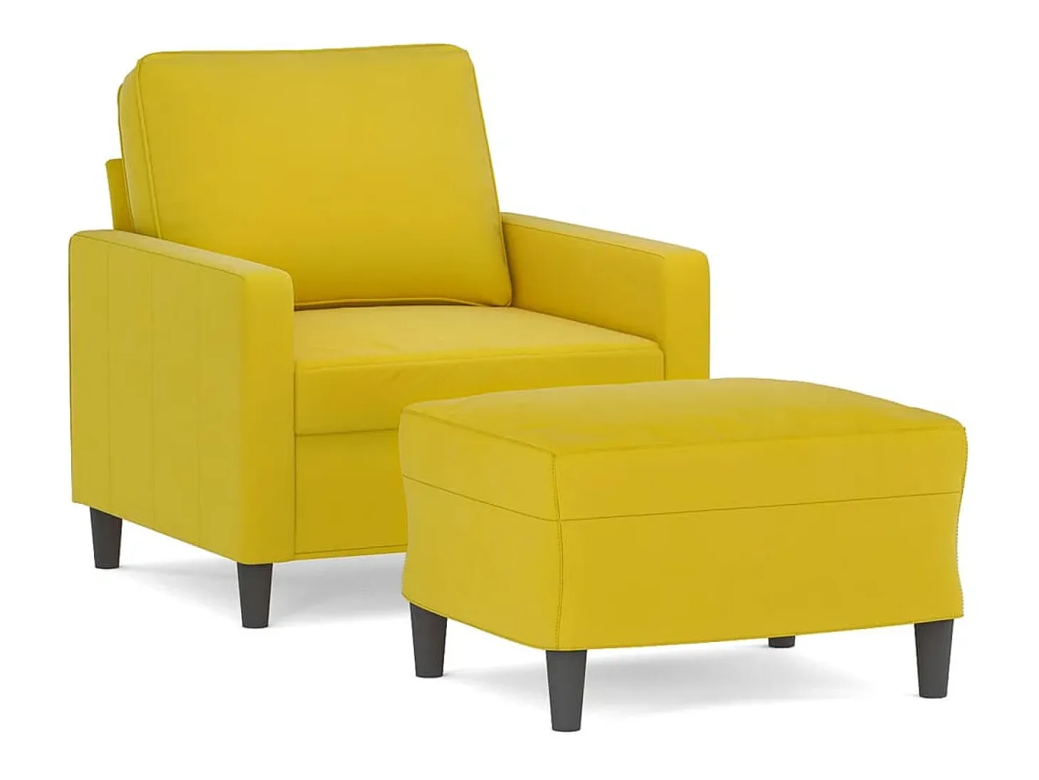 Sillón con taburete terciopelo amarillo 60 cm