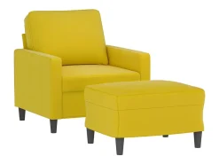 Sillón con taburete terciopelo amarillo 60 cm