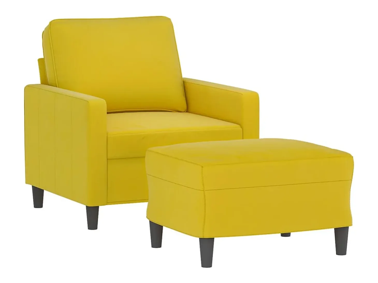 Sillón con taburete terciopelo amarillo 60 cm