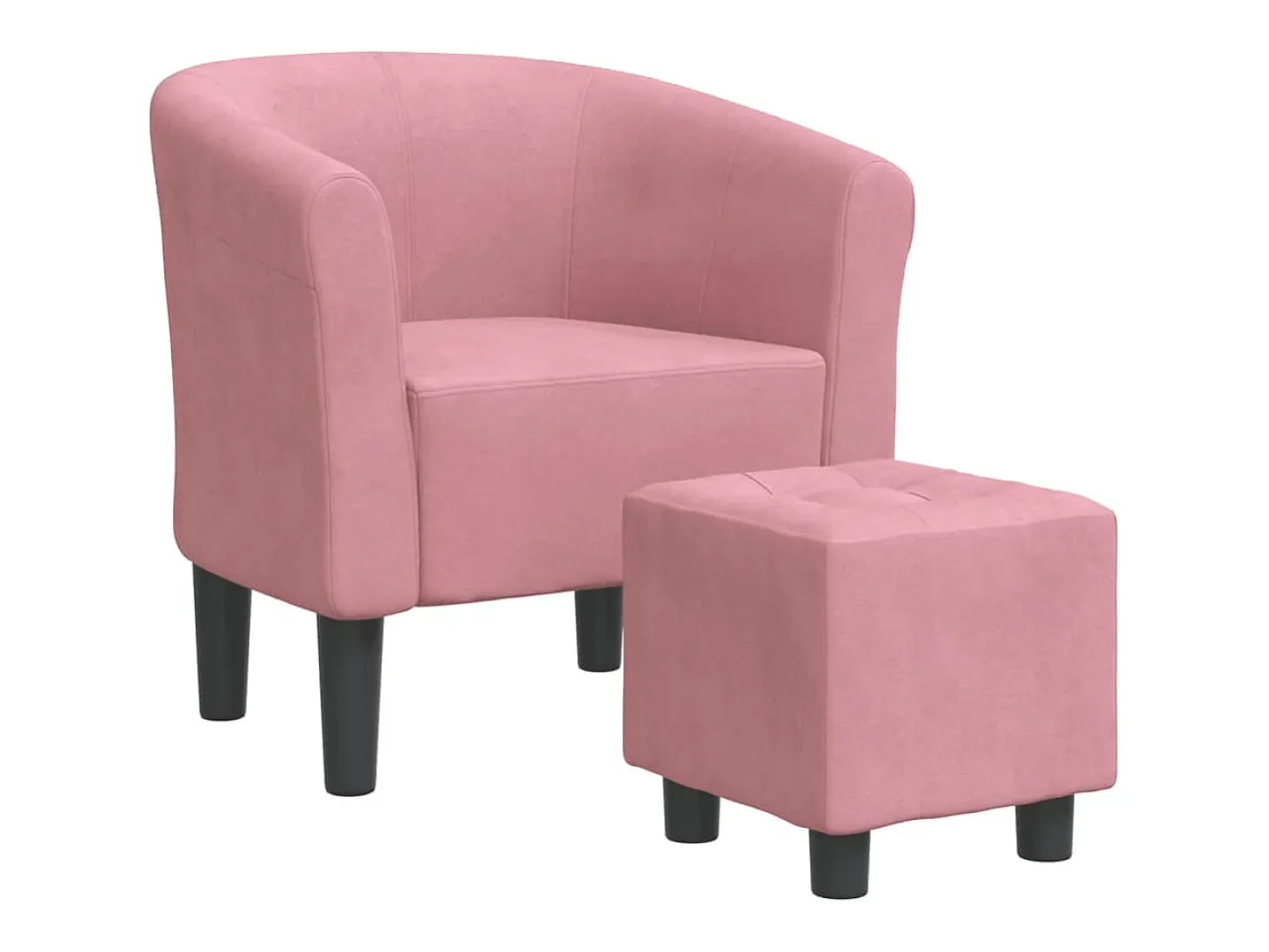 Sillón con taburete terciopelo rosa
