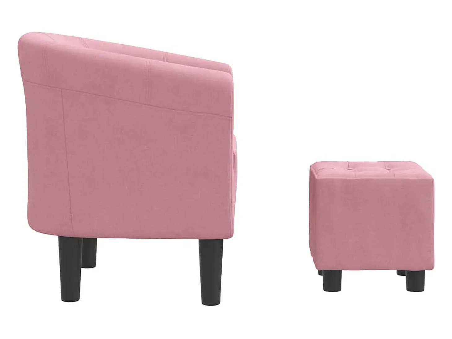 Sillón con taburete terciopelo rosa