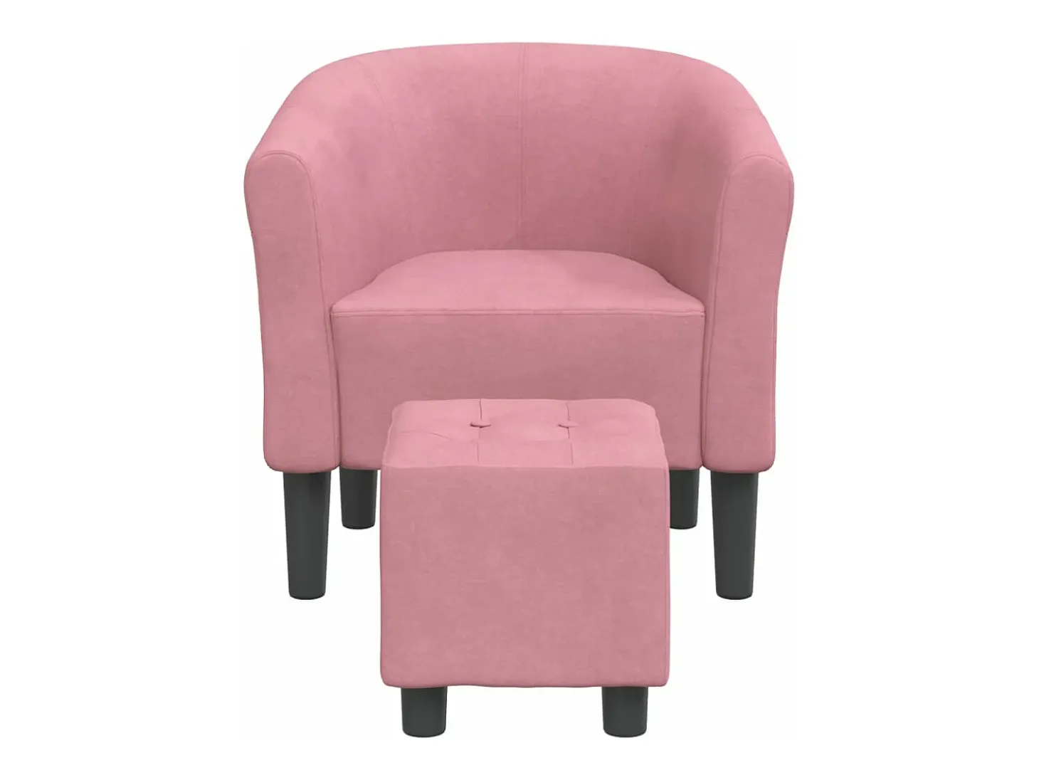 Sillón con taburete terciopelo rosa