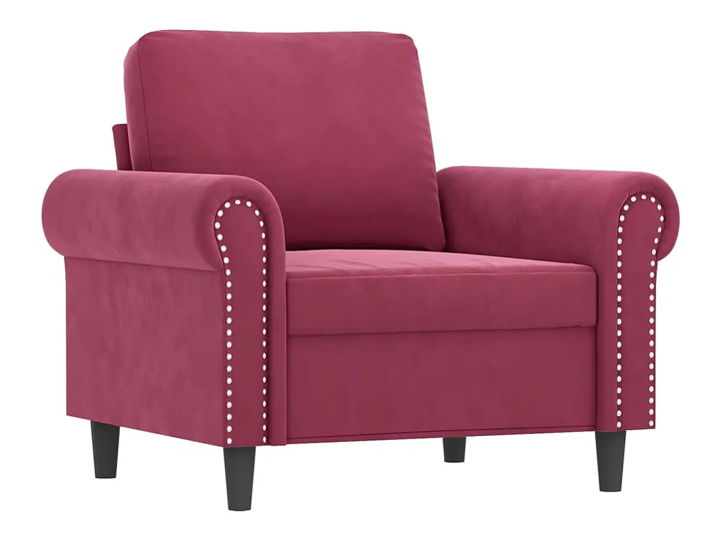 Sillón con taburete terciopelo rojo tinto 60 cm