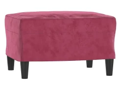 Sillón con taburete terciopelo rojo tinto 60 cm