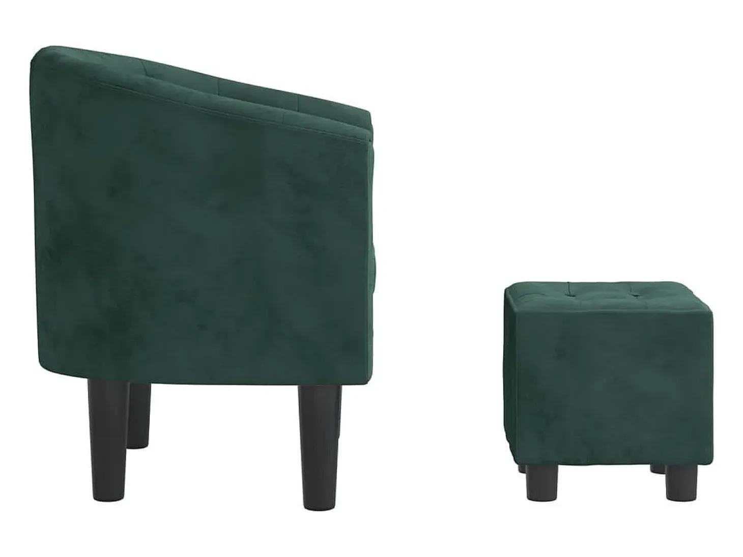 Sillón con taburete terciopelo verde oscuro
