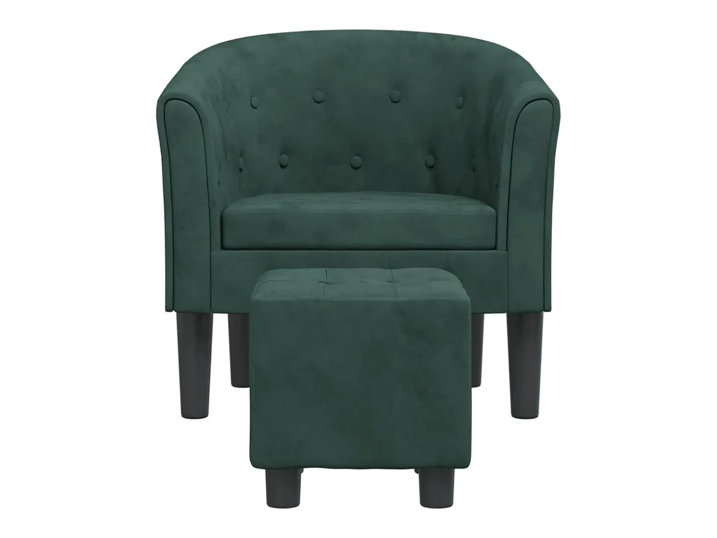 Sillón con taburete terciopelo verde oscuro