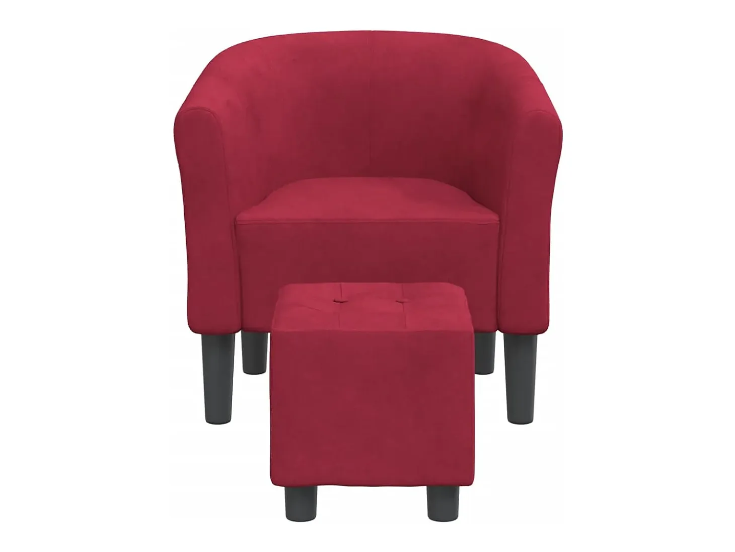 Sillón con taburete terciopelo rojo tinto