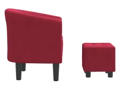 Sillón con taburete terciopelo rojo tinto