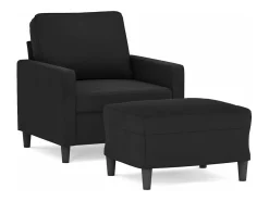 Sillón con taburete terciopelo negro 60 cm