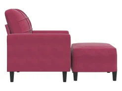 Sillón con taburete terciopelo rojo tinto 60 cm