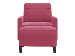 Sillón con taburete terciopelo rojo tinto 60 cm