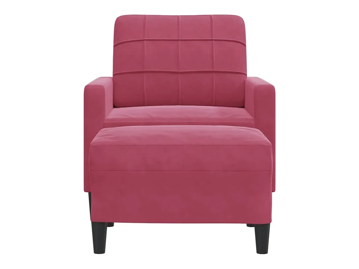 Sillón con taburete terciopelo rojo tinto 60 cm