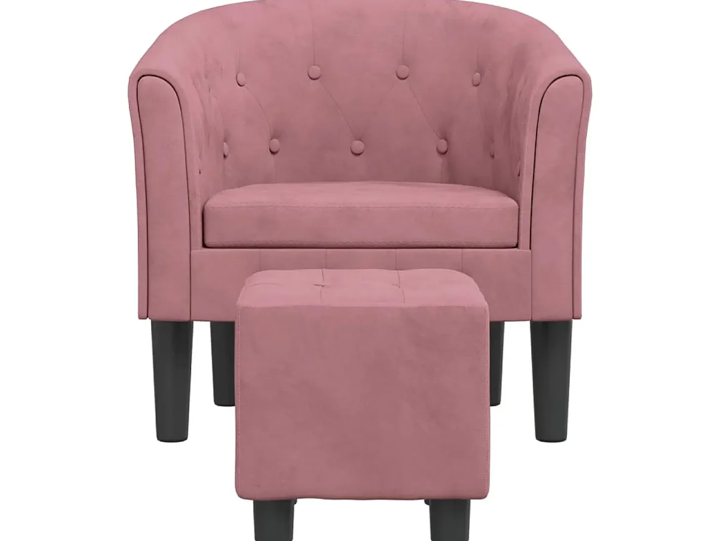 Sillón con taburete terciopelo rosa ES350159
