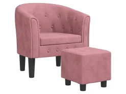 Sillón con taburete terciopelo rosa ES350159