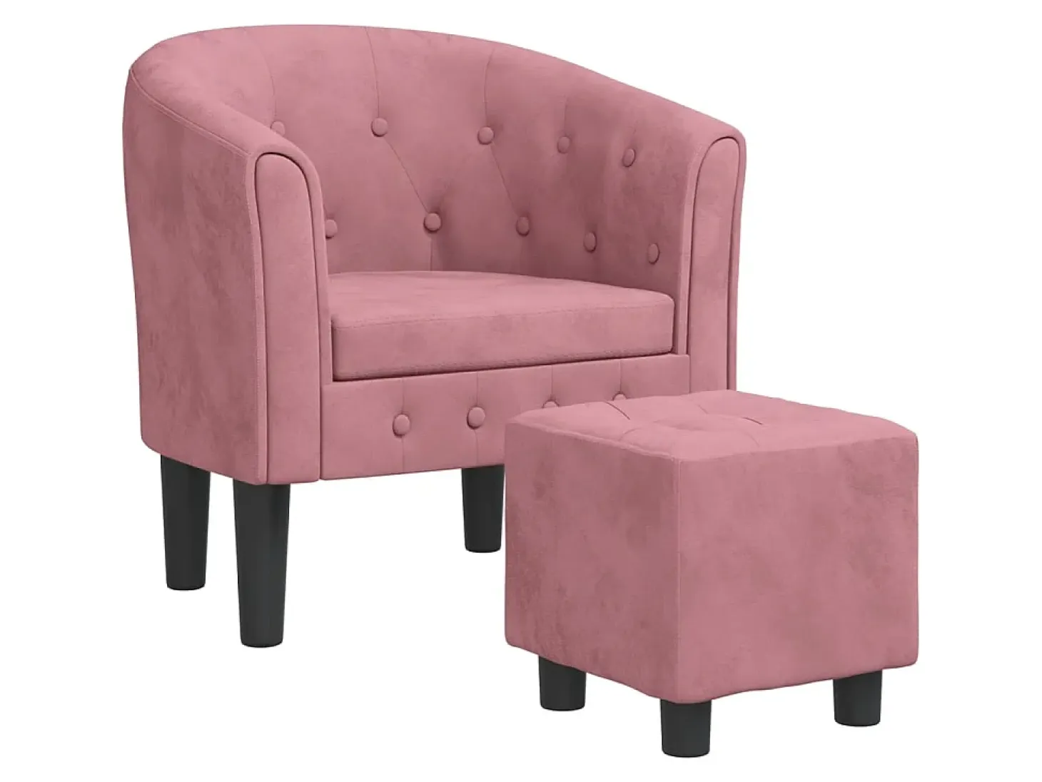 Sillón con taburete terciopelo rosa ES350159