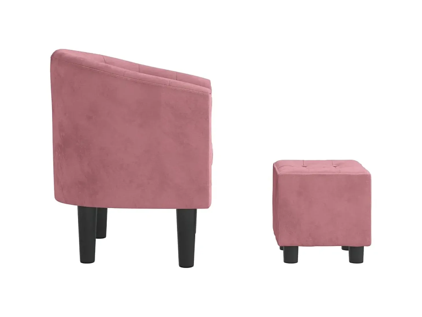 Sillón con taburete terciopelo rosa ES350159