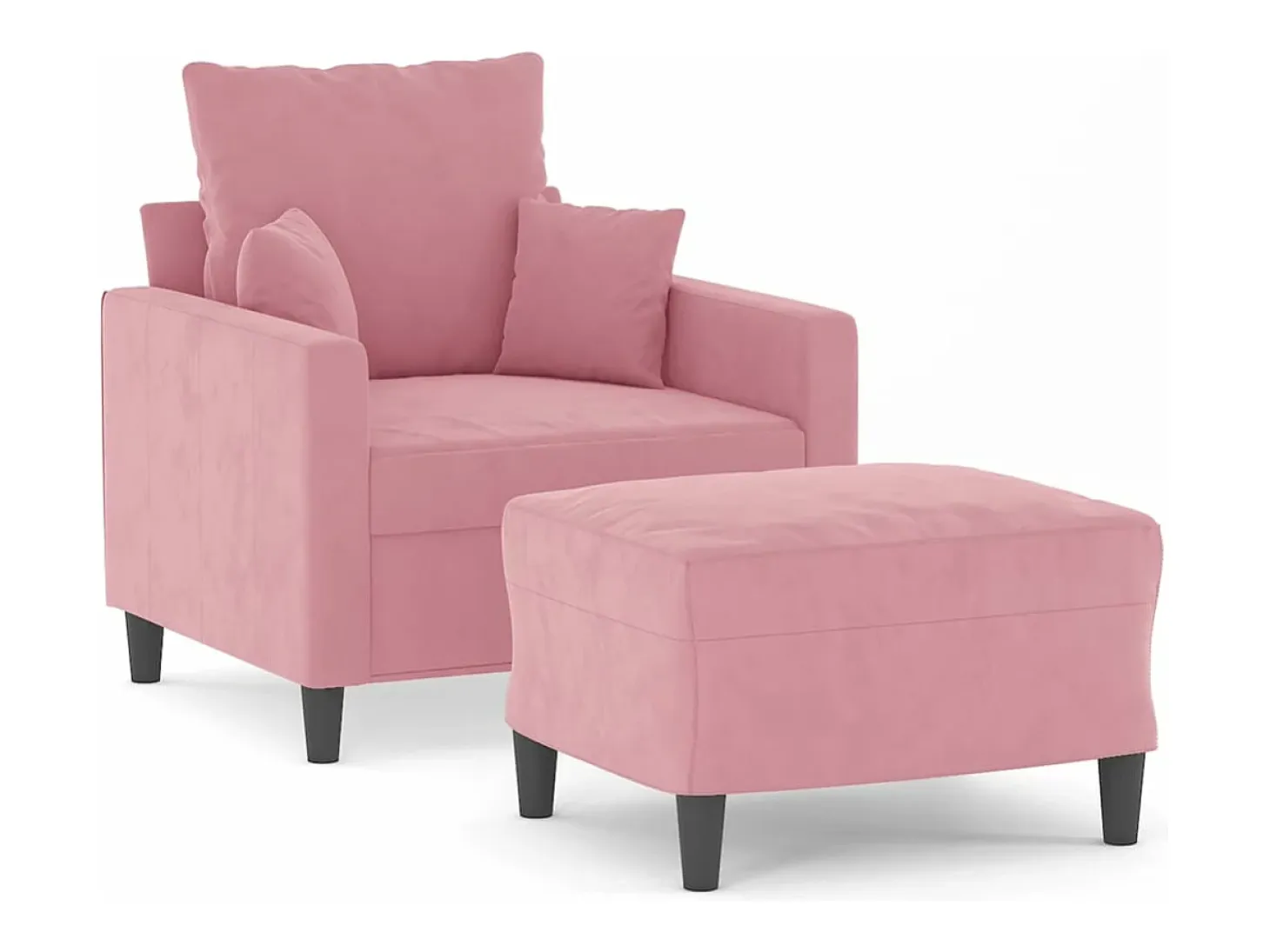 Sillón con taburete terciopelo rosa 60 cm