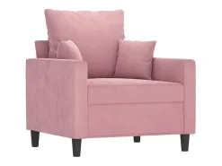 Sillón con taburete terciopelo rosa 60 cm