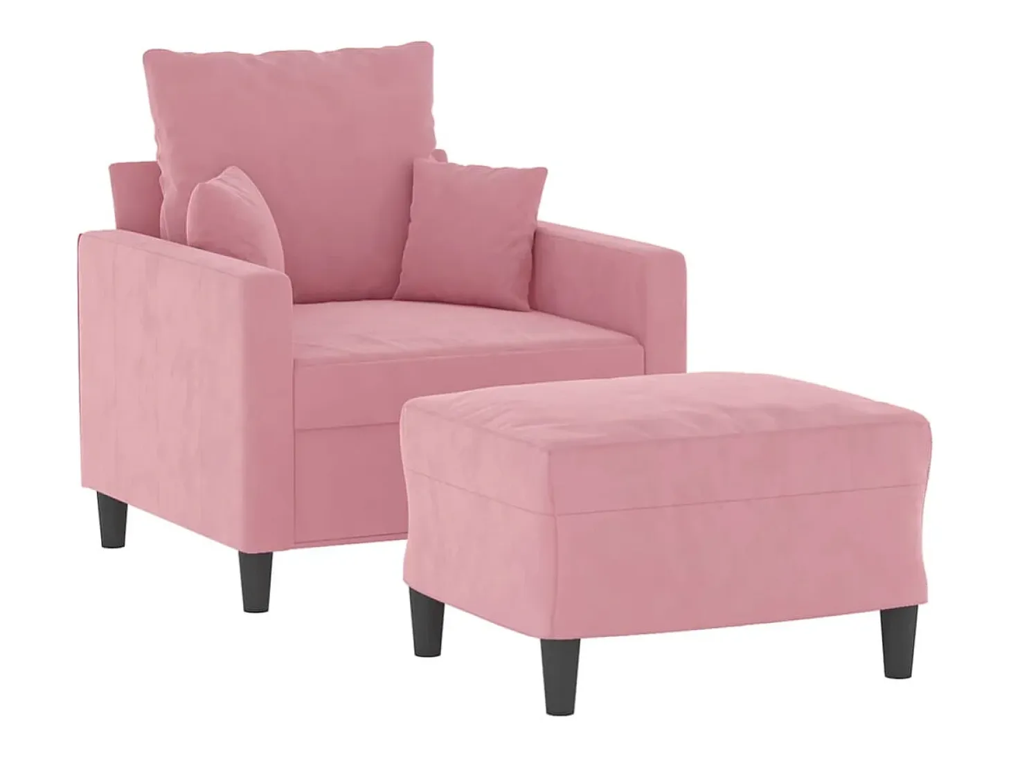 Sillón con taburete terciopelo rosa 60 cm