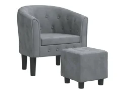 Sillón con taburete terciopelo gris oscuro
