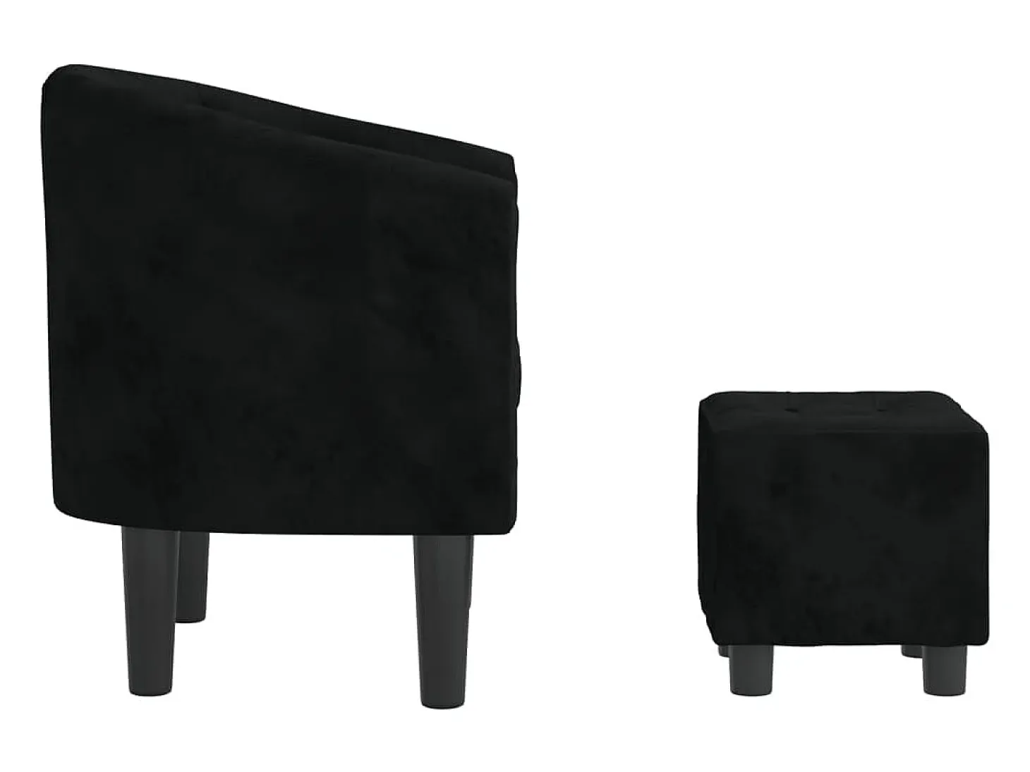 Sillón con taburete terciopelo negro