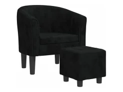 Sillón con taburete terciopelo negro
