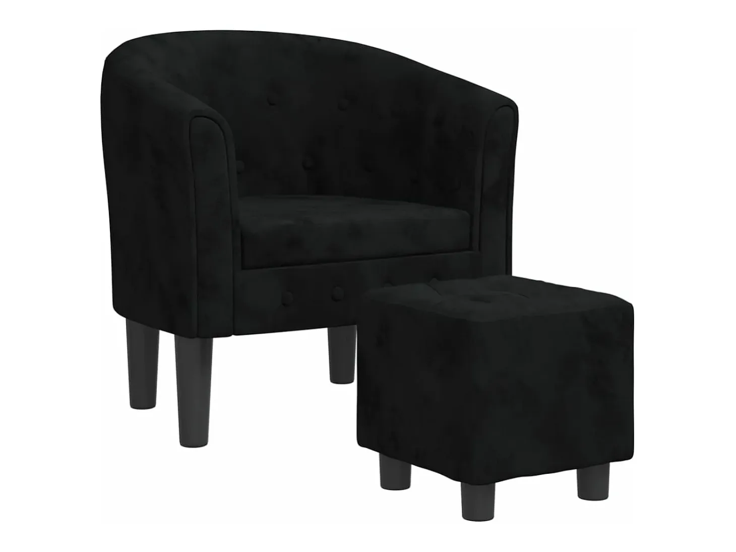 Sillón con taburete terciopelo negro
