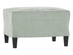 Sillón con taburete terciopelo gris claro 60 cm