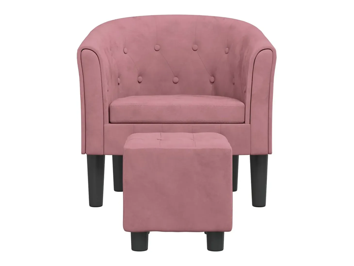 Sillón con taburete terciopelo rosa