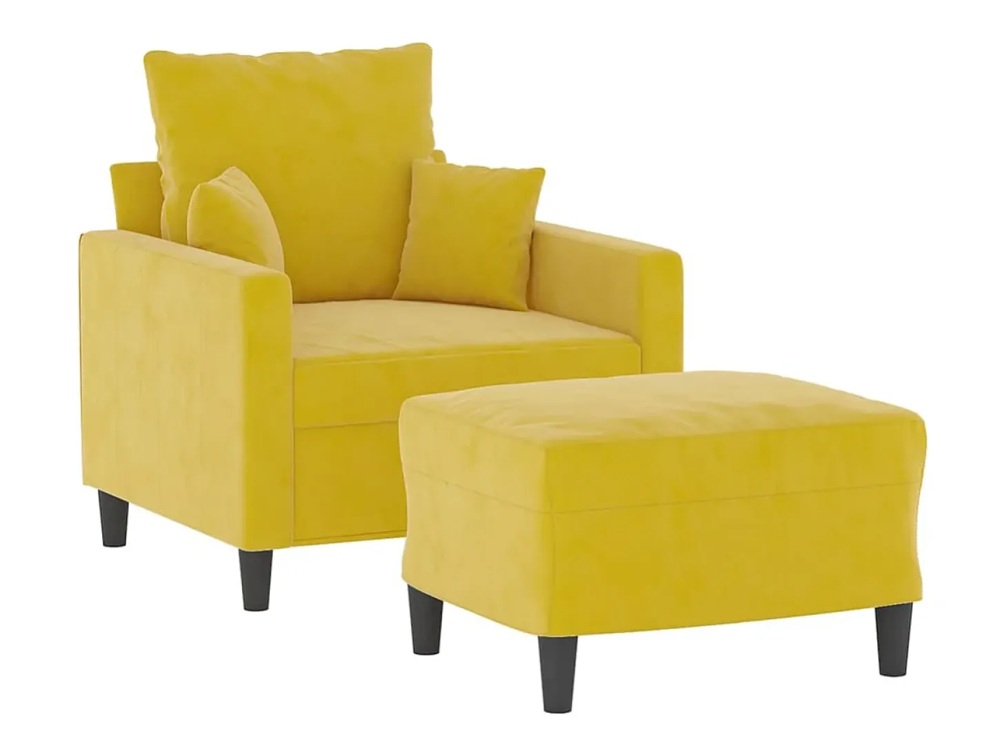 Sillón con taburete terciopelo amarillo 60 cm ES811740
