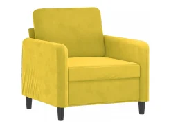 Sillón con taburete terciopelo amarillo 60 cm