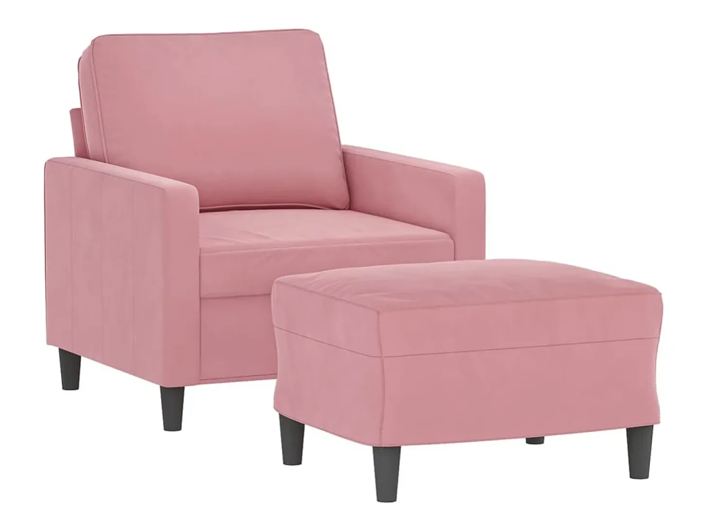 Sillón con taburete terciopelo rosa 60 cm