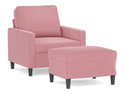 Sillón con taburete terciopelo rosa 60 cm