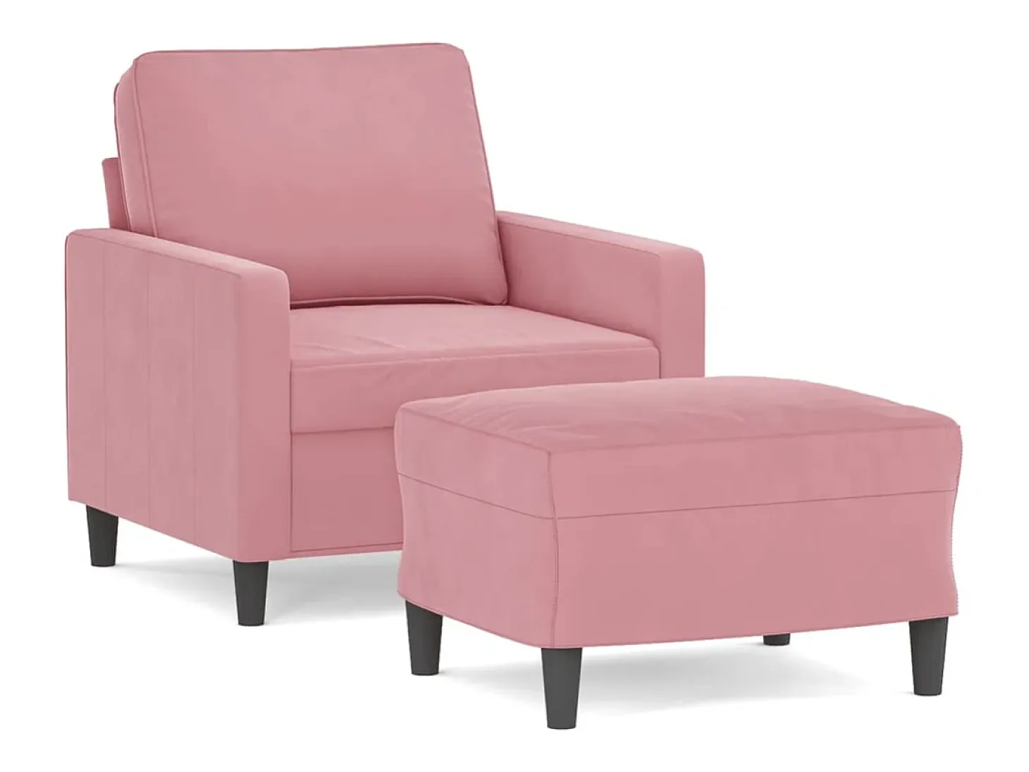 Sillón con taburete terciopelo rosa 60 cm