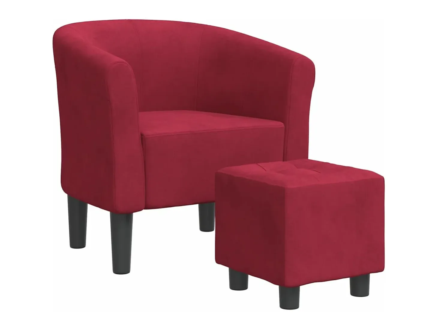 Sillón con taburete terciopelo rojo tinto