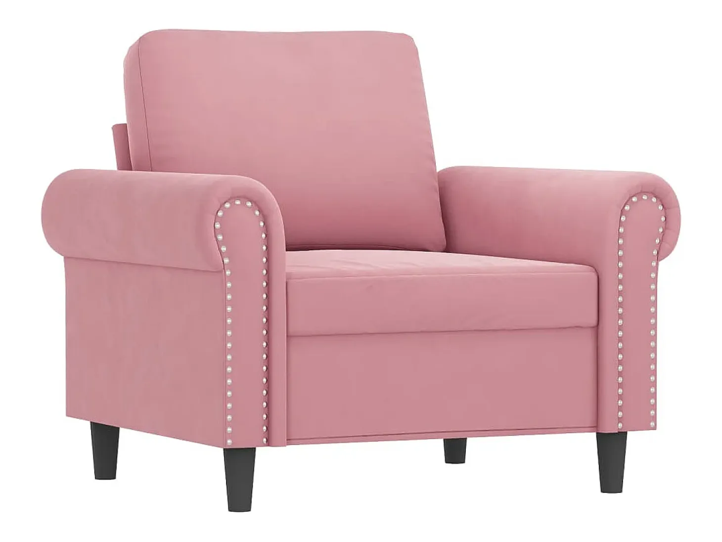 Sillón con taburete terciopelo rosa 60 cm