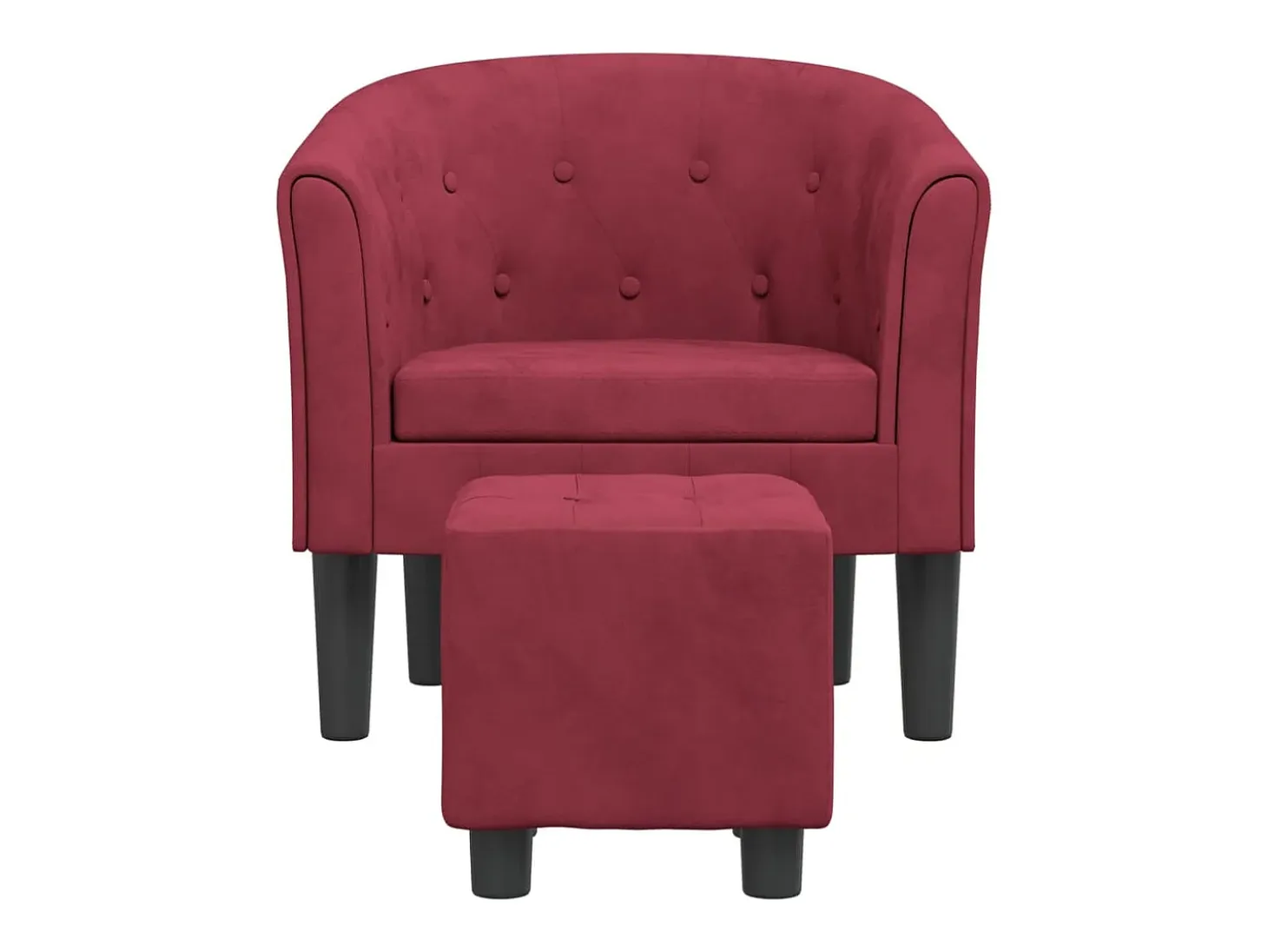 Sillón con taburete terciopelo rojo tinto ES15486