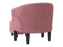 Sillón con taburete terciopelo rosa