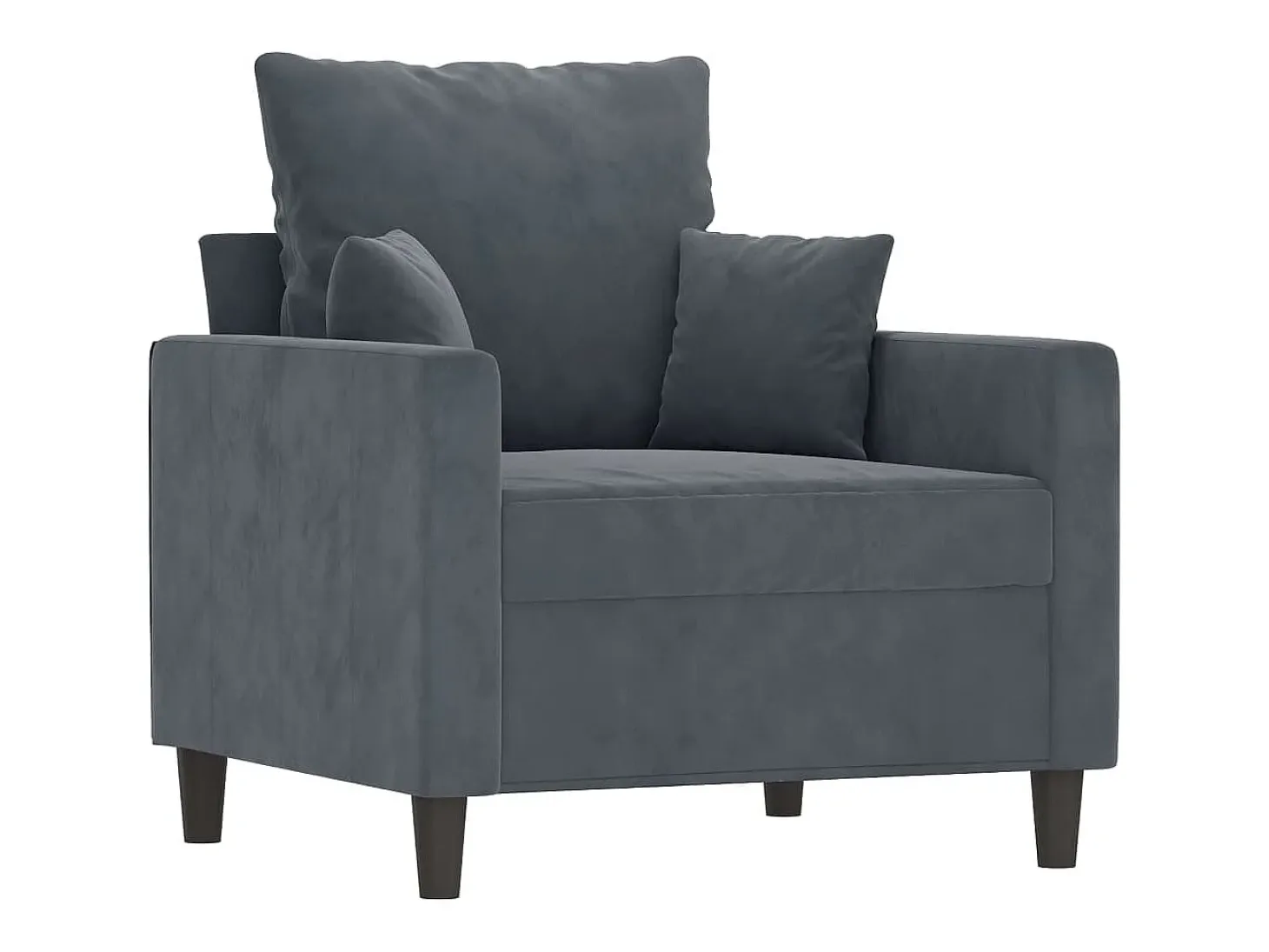 Sillón con taburete terciopelo gris oscuro 60 cm