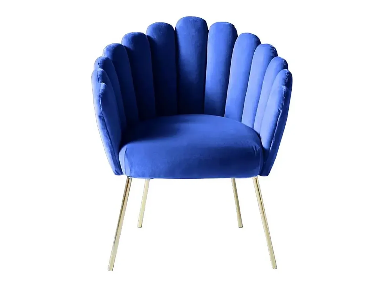 Sillón concha butaca diseño moderno terciopelo patas doradas Calicis - Azul Marino