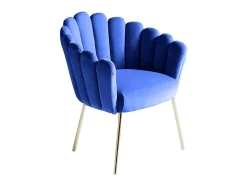 Sillón concha butaca diseño moderno terciopelo patas doradas Calicis - Azul Marino