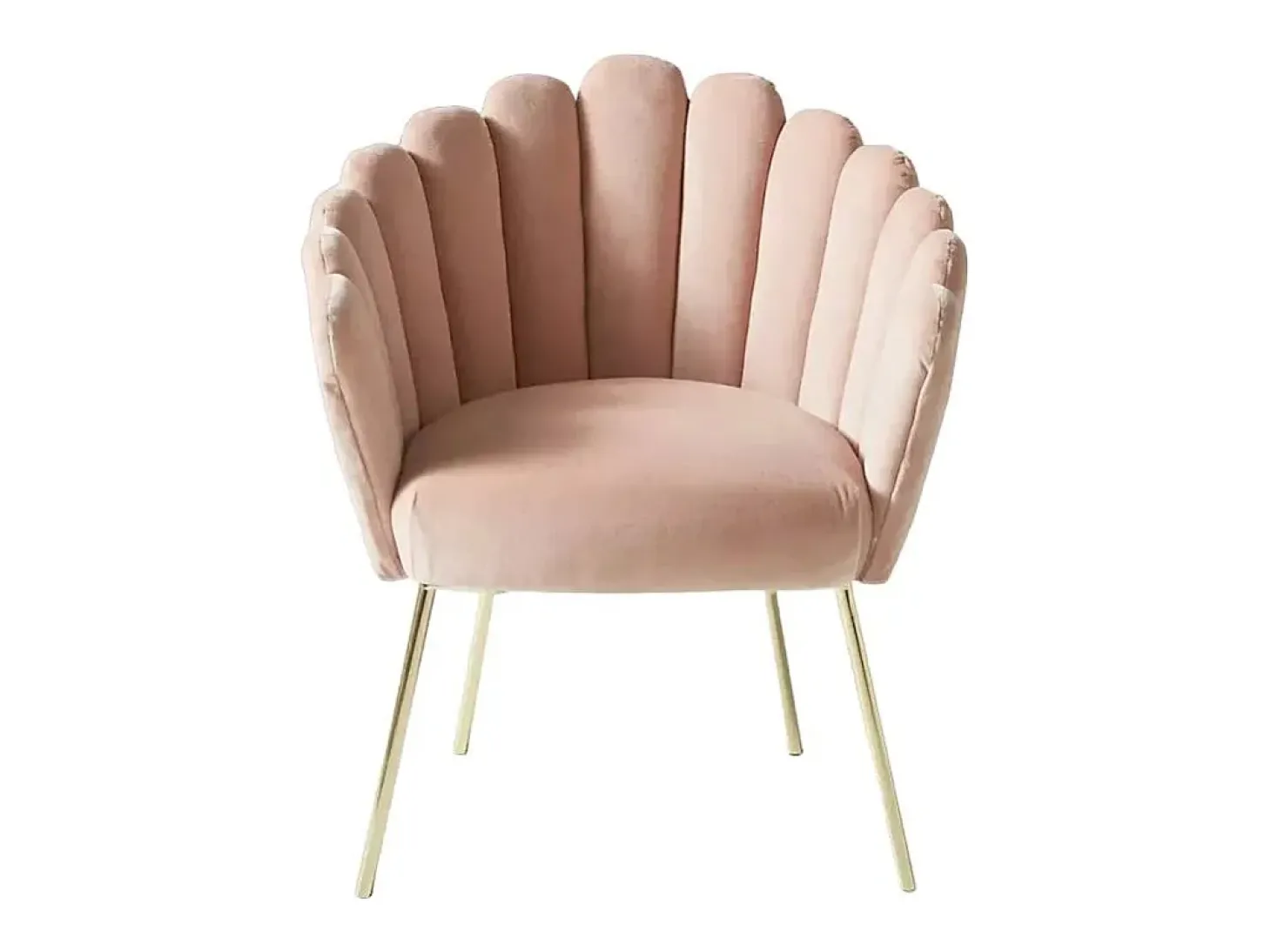 Sillón concha butaca diseño moderno terciopelo patas doradas Calicis - Rosa