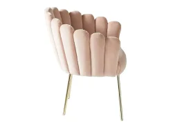 Sillón concha butaca diseño moderno terciopelo patas doradas Calicis - Rosa