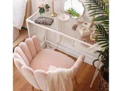 Sillón concha butaca diseño moderno terciopelo patas doradas Calicis - Rosa