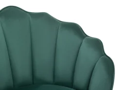 Sillón concha de terciopelo color verde con patas de metal LALEA