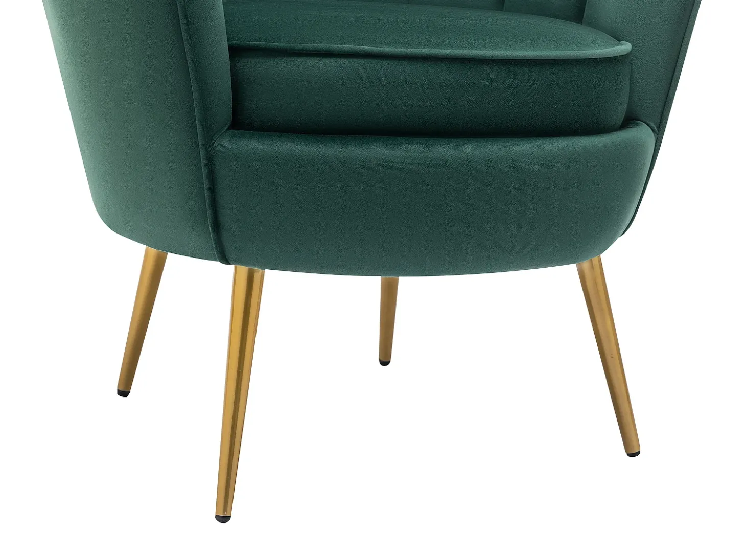 Sillón concha de terciopelo color verde con patas de metal LALEA