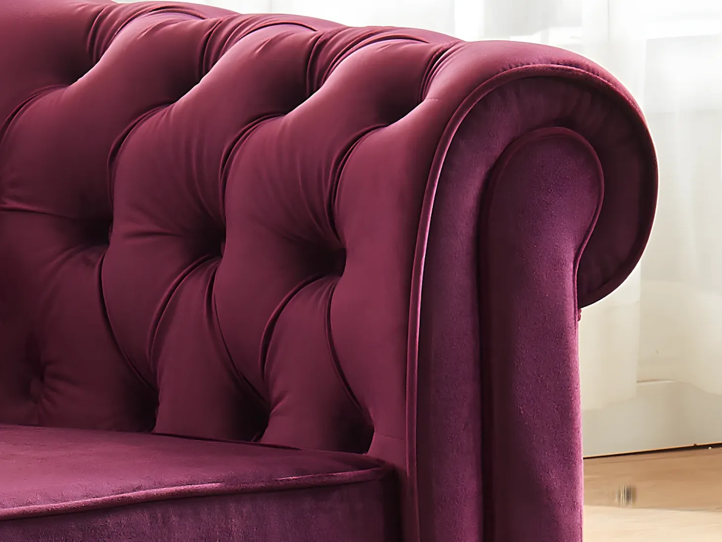 Sillón confort de terciopelo púrpura - CHESTERFIELD