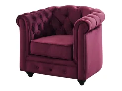 Sillón confort de terciopelo púrpura - CHESTERFIELD