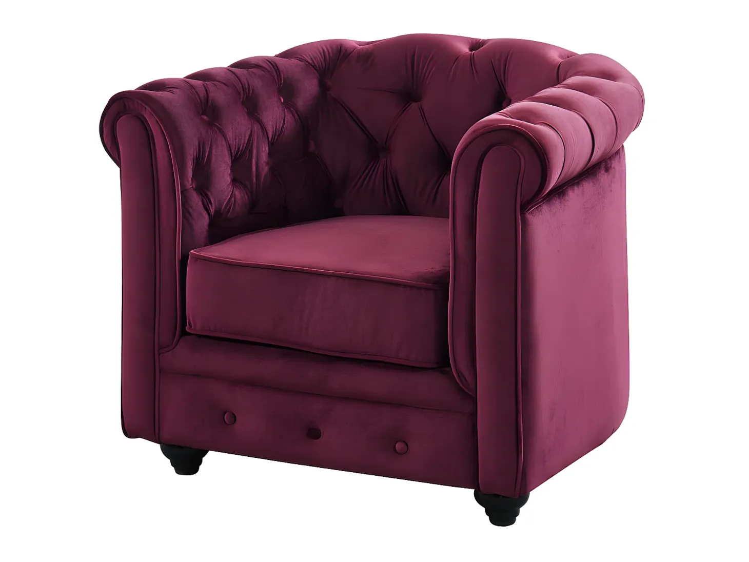 Sillón confort de terciopelo púrpura - CHESTERFIELD
